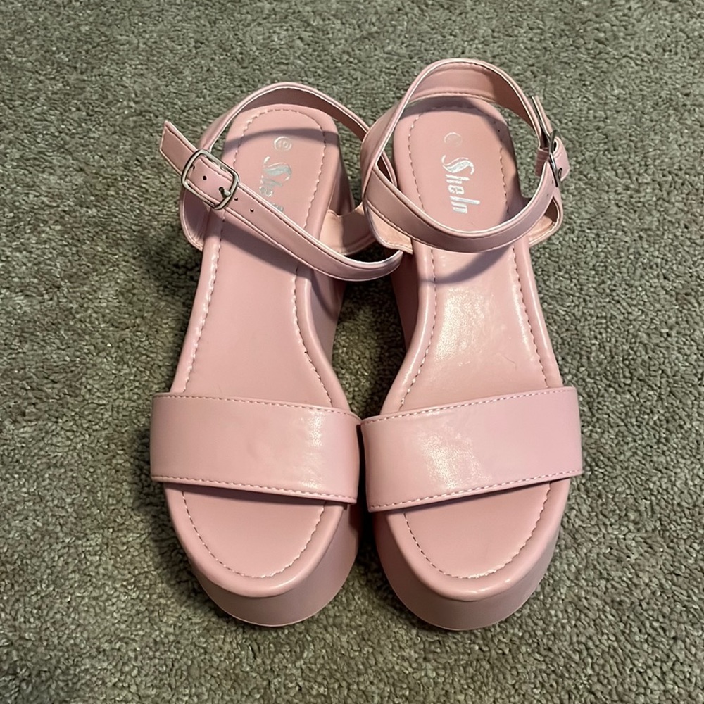Shein Pink Wedge Sandals Size 10